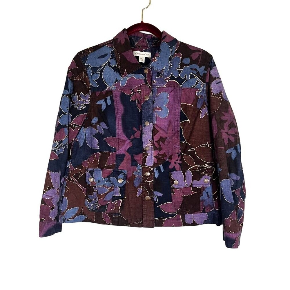 Coldwater Creek Floral Jacket P14 Colorful Western Boho Preppy Cottage Earthy